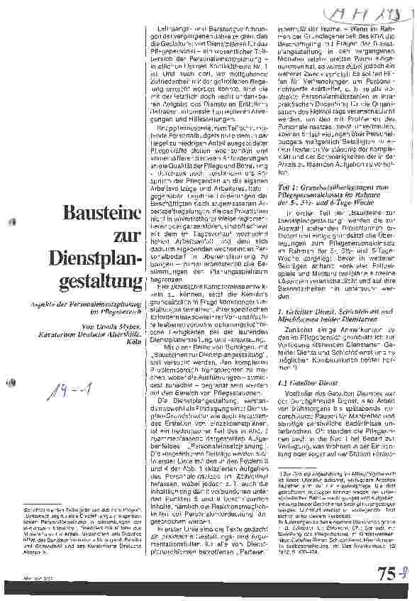 Vorschauseite 1: Bausteine zur Dienstplangestaltung / Aspekte der Personaleinsatzplanung im Pflegebereich // Teil: 1