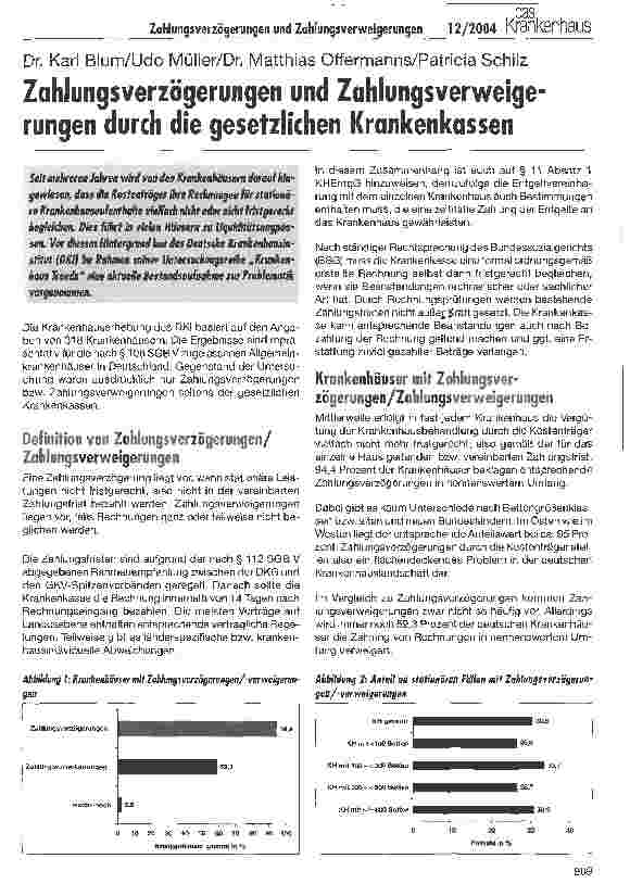 Vorschauseite 1: Zahlungsverzögerungen und Zahlungsverweigerungen durch die gesetzlichen Krankenkassen