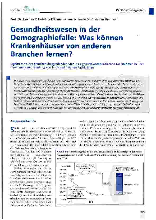 Vorschauseite 1: Gesundheitswesen in der Demographiefalle: Was Krankenhäuser von anderen Branchen lernen?