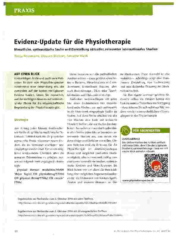 Vorschauseite 1: Evidenz-Update für die Physiotherapie
