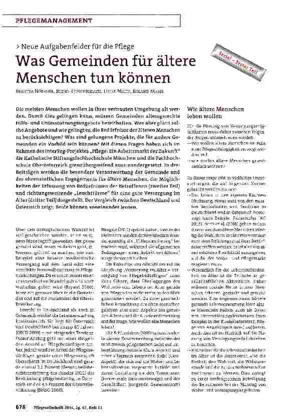Vorschauseite 1: Was Gemeinden für ältere Menschen tun können