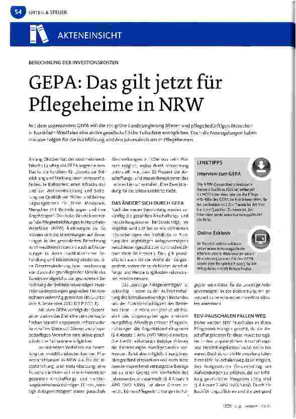 Vorschauseite 1: GEPA: Das gilt jetzt für Pflegeheime in NRW