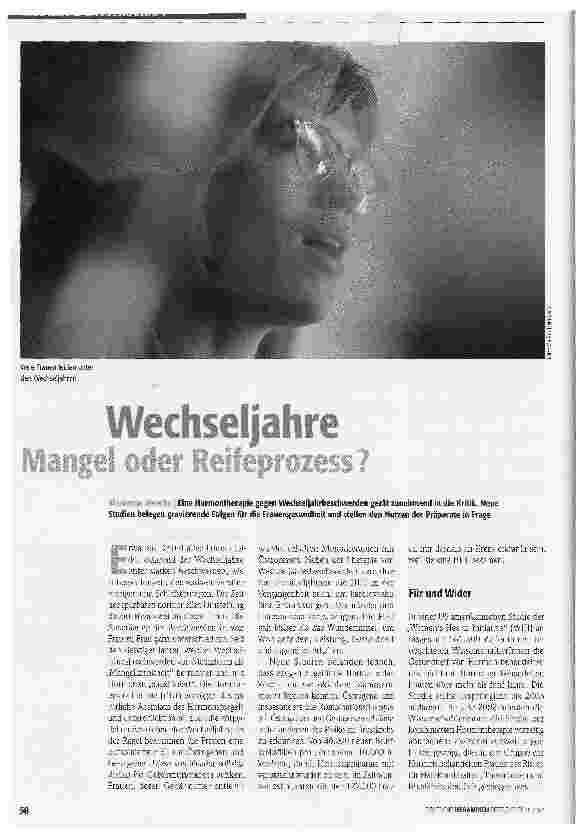 Vorschauseite 1: Wechseljahre Mangel oder Reifeprozess?