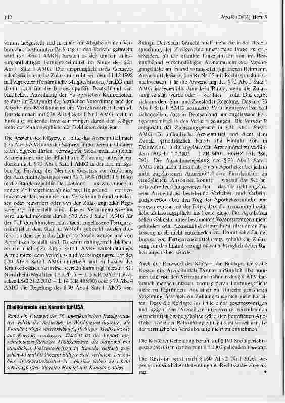 Vorschauseite 3: Kostenübernahme für EinzelimportUrteil vom 5. Juni 2003 - L 5 KR 99/02
