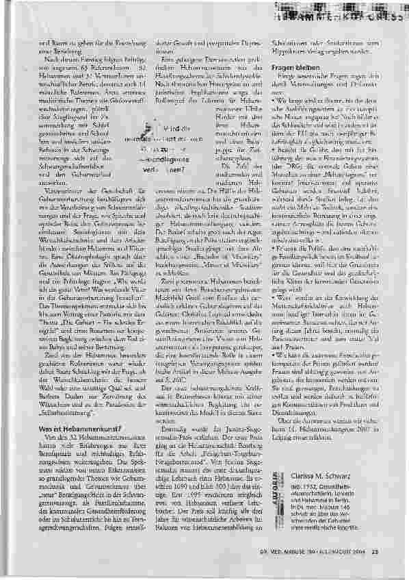 Vorschauseite 2: Was ist Hebammenkunst?10. Deutscher Hebammenkongress in Karlsruhe