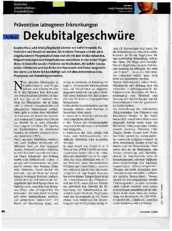 Vorschauseite 1: DekubitalgeschwürePrävention iatrogener Erkrankungen