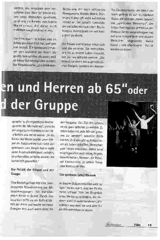 Vorschauseite 2: Der Film Damen und Herren ab 65 oder Die Politik der Körper und der Gruppe