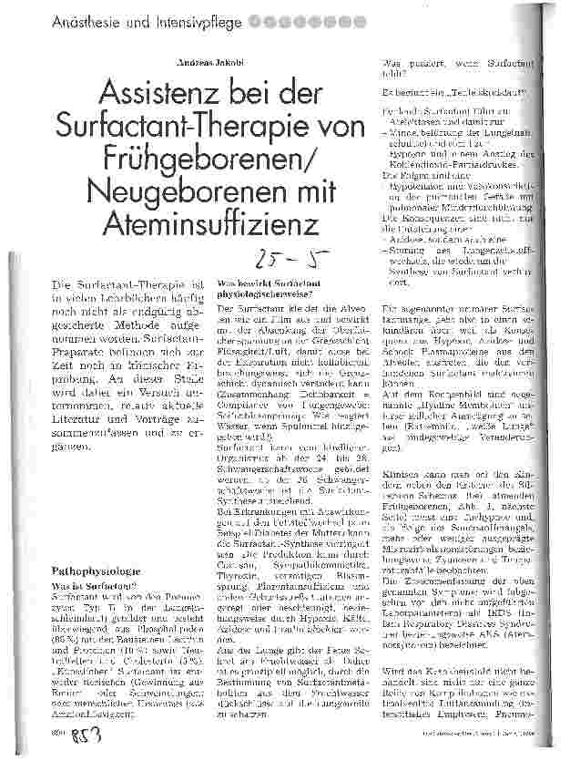 Vorschauseite 1: Assistenz bei der Surfactant-Therapie von Frühgeborenen/Neugeborenen mit Ateminsuffizienz