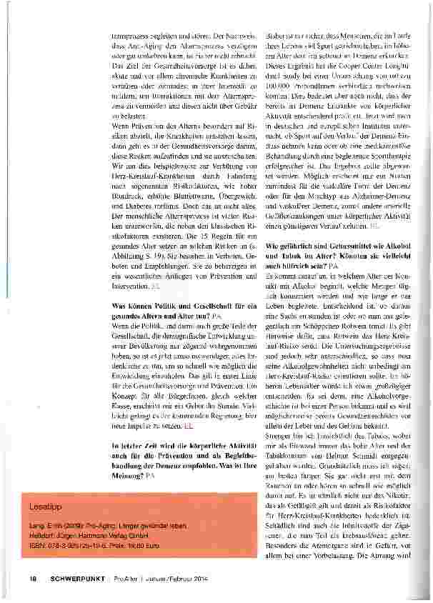 Vorschauseite 2: Prävention „Es geht um ein gesundes und erfolgreiches Altern