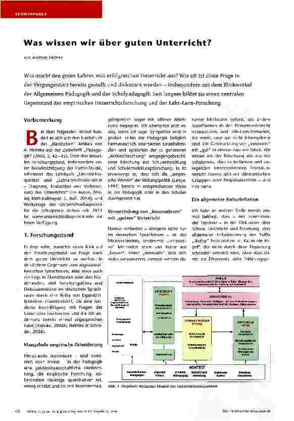 Vorschauseite 1: Was wissen wir über guten Unterricht?