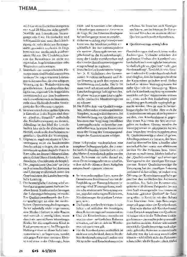 Vorschauseite 6: Qualitätswettbewerb in den Leitplanken einer bedarfsorientierten Krankenhausplanung und -finanzierung