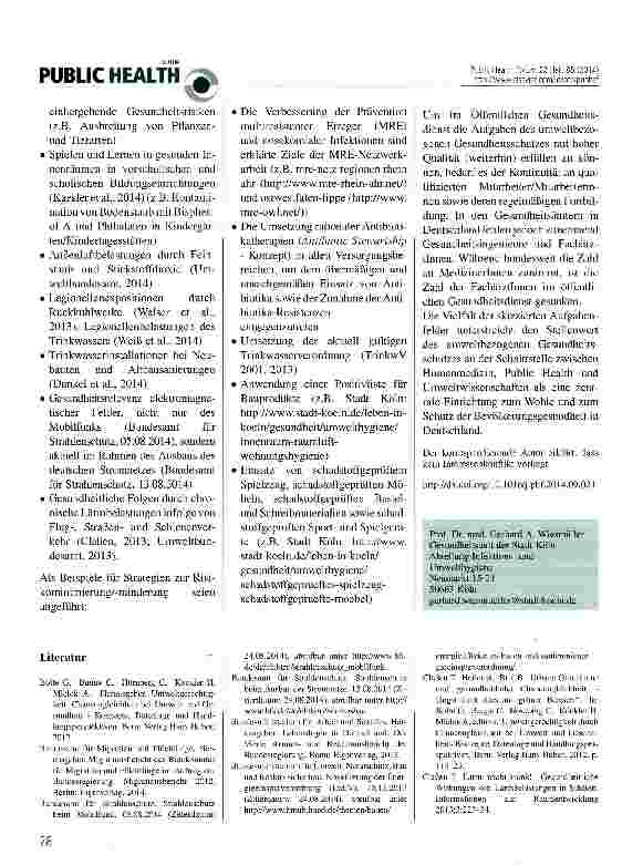 Vorschauseite 3: Ist umweltbezogener Gesundheitsschutz noch nachgefragt?