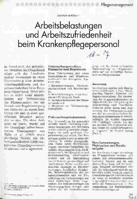 Vorschauseite 1: Arbeitsbelastungen und Arbeitszufriedenheit beim Krankenpflegepersonal