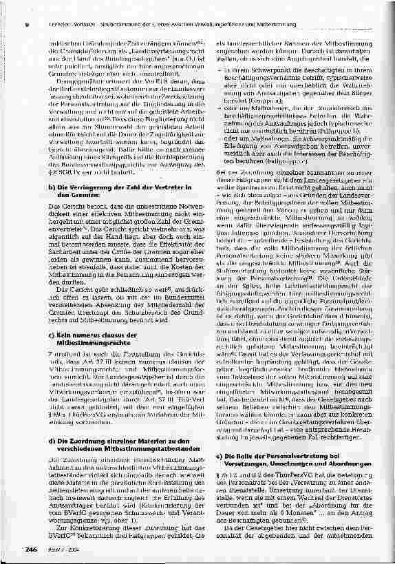 Vorschauseite 3: Neubestimmung der Grenze zwischenVerwaltungseffizienz und MitbestimmungANMERKUNGEN ZUM URTEIL DES THÜR. VERFCH VOM 20.4.2004