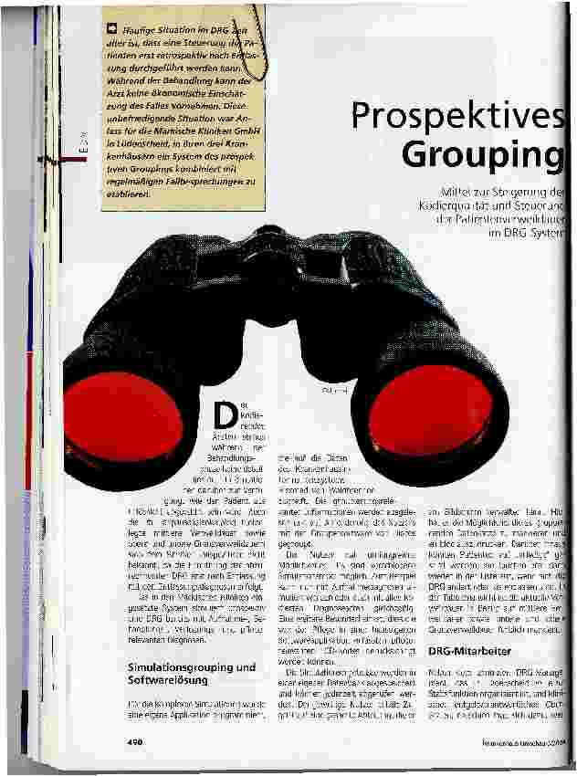 Vorschauseite 1: Prospektives GroupingMittel zur Steigerung der Kodierqualität und Steuerung der Patientenverweildauert im DRG-System