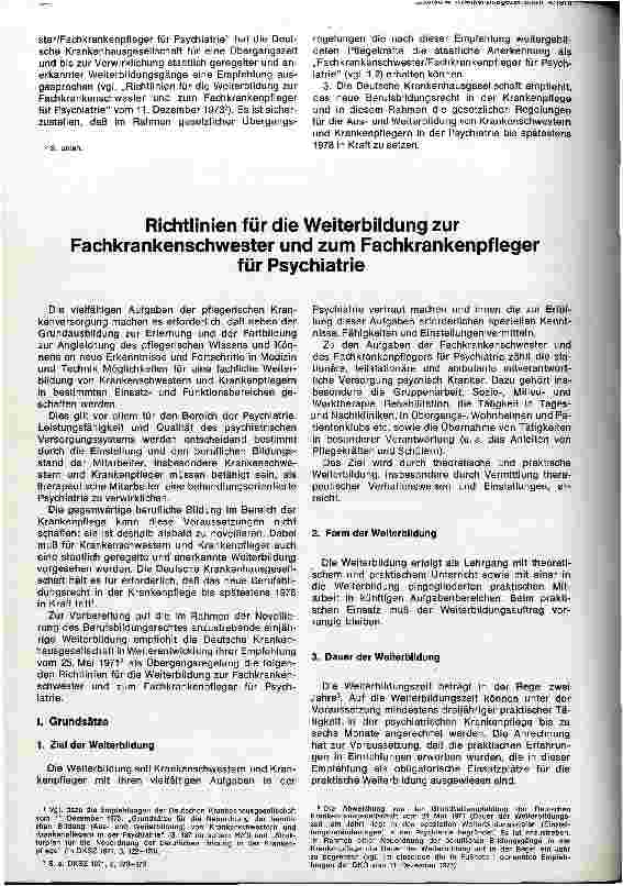 Vorschauseite 1: Richtlinien für die Weiterbildung zur Fachschwester/Pfleger für die Psychatrie