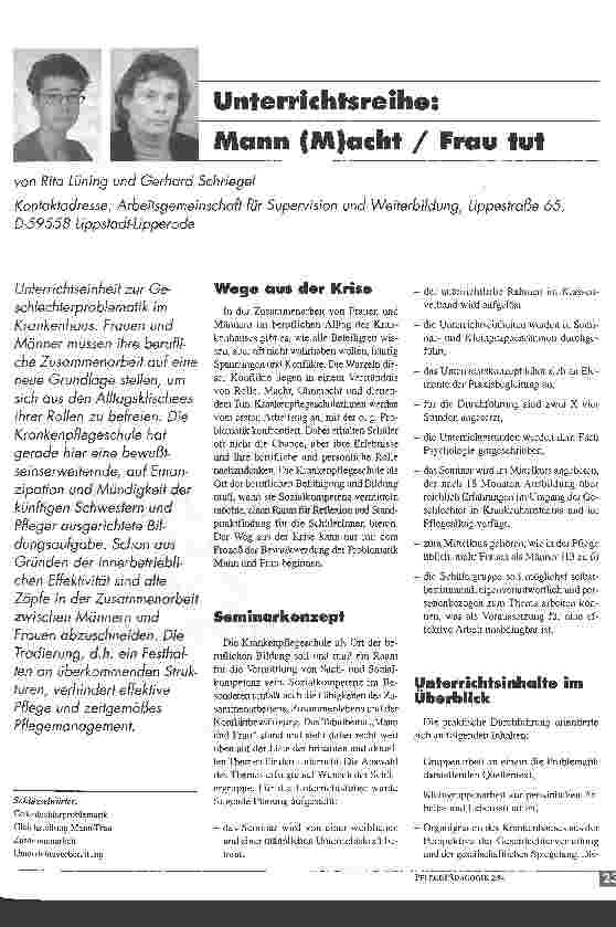 Vorschauseite 1: Unterrichtsreihe: Mann (M)acht - Frau tut
