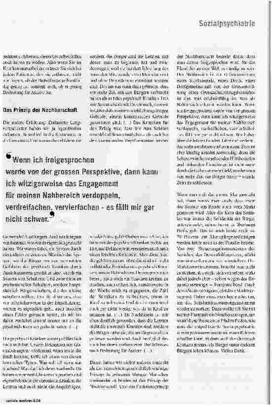 Vorschauseite 4: Sozialpsychiatrie -Aufbruch und UmbruchKlaus Dörner am 30 Jahre-Jubiläum der Sozialen Medizin