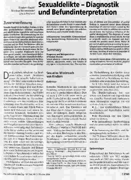 Vorschauseite 1: Sexualdelikte - Diagnostik und Befundinterpretation