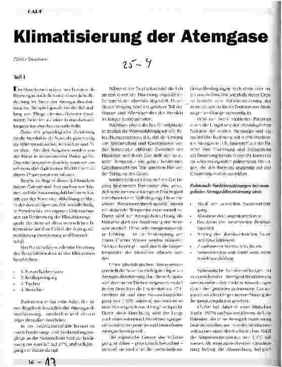 Vorschauseite 1: Klimatisierung der Atemgase