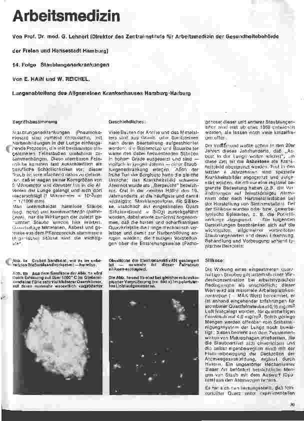 Vorschauseite 1: Arbeitsmedizin 14. Folge: Staublungenerkrankungen