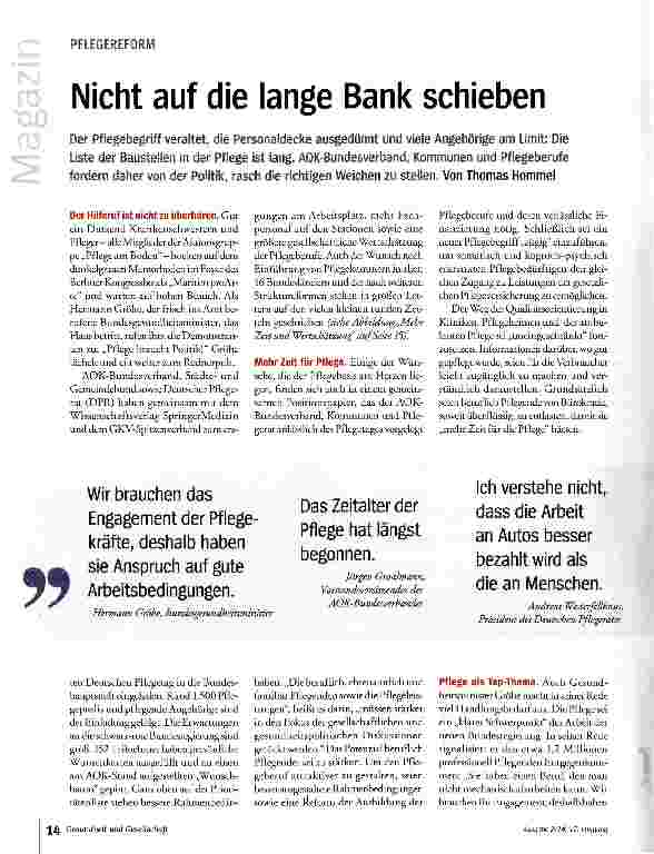 Vorschauseite 1: Nicht auf die lange Bank schieben