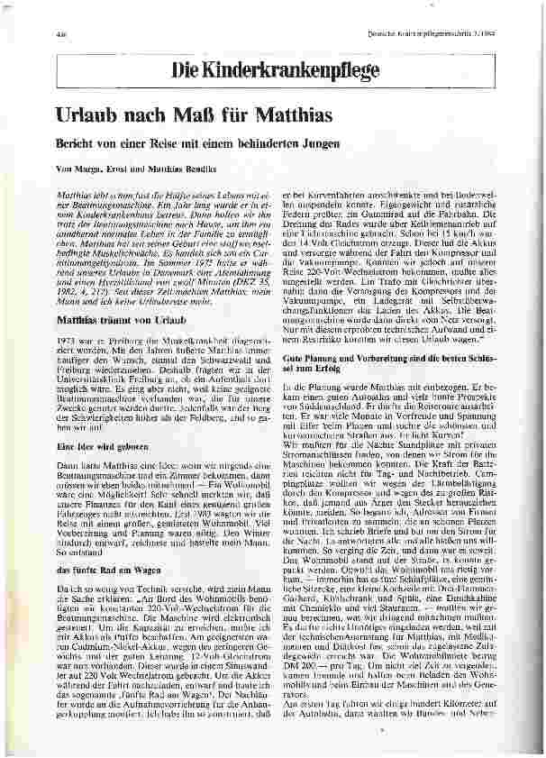 Vorschauseite 1: Urlaub nach Maß für Matthias