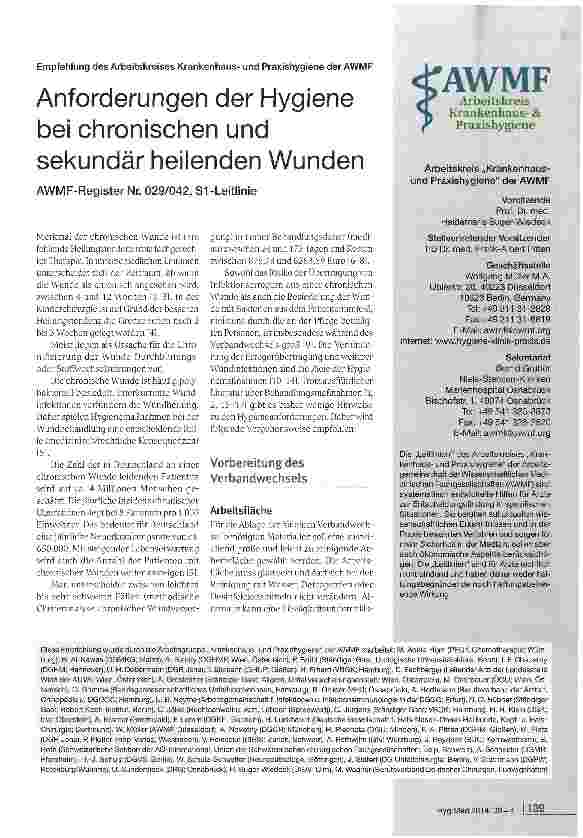 Vorschauseite 1: Anforderungen der Hygiene bei chronischen und sekundär heilenden Wunden