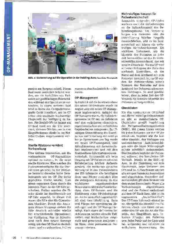 Vorschauseite 3: Prozessoptimierung im neuen Zentral-OPDen Hochkostenbereich wirtschaftlich nutzen