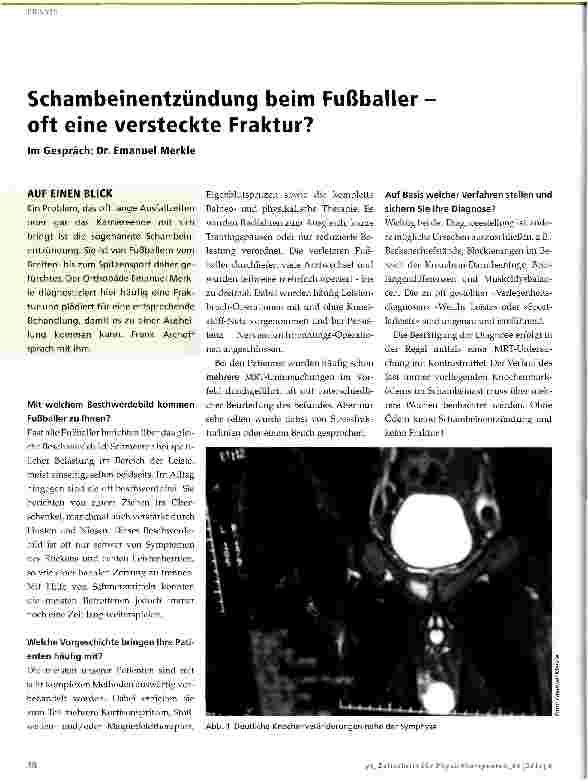Vorschauseite 1: Schambeinentzündung beim Fußballer oft eine versteckte Fraktur?