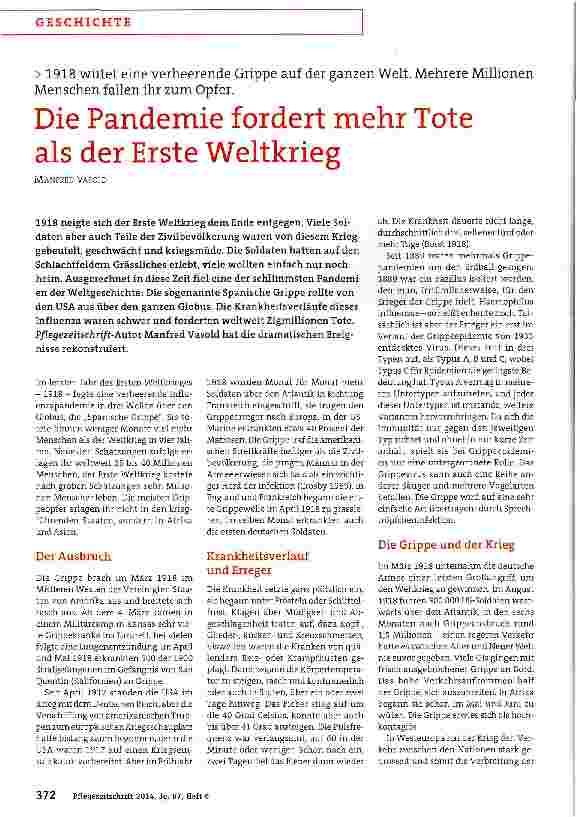 Vorschauseite 1: Die Pandemie fordert mehr Tote als der Erste Weltkrieg