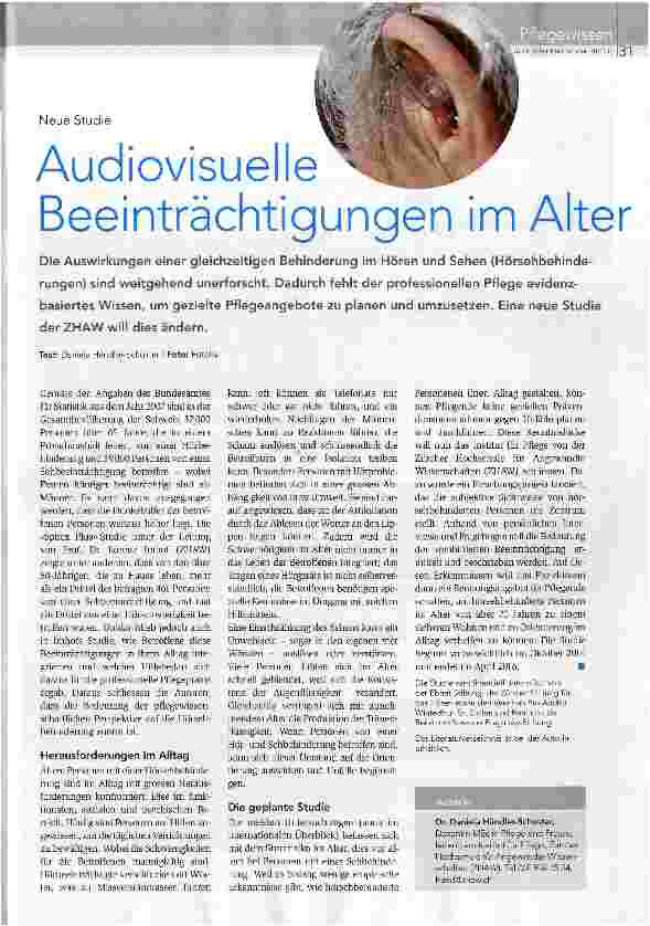 Vorschauseite 1: Audiovisuelle Beeinträchtigungen im Alter