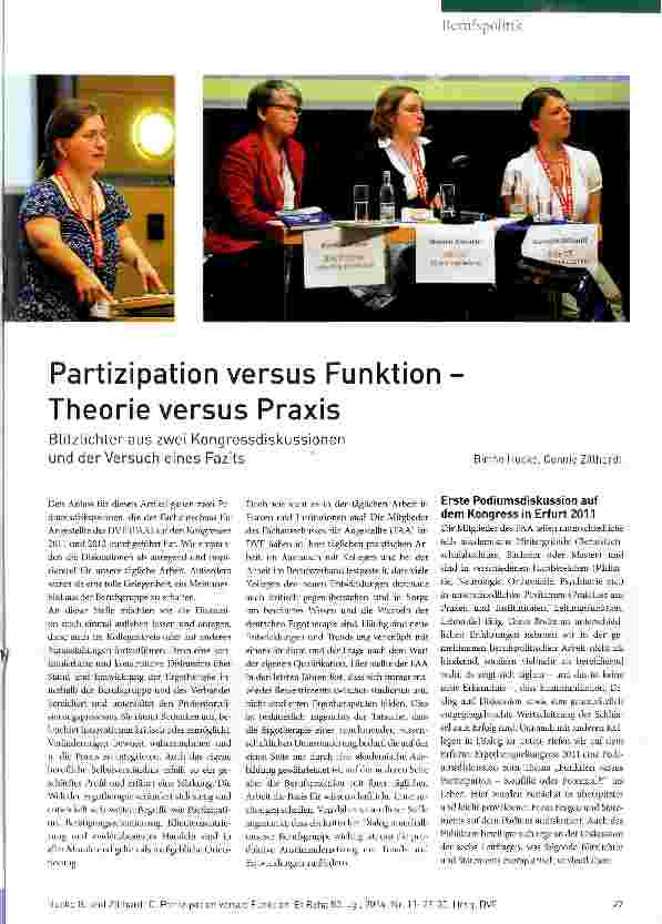 Vorschauseite 1: Partizipation versus Funktion -Theorie versus Praxis