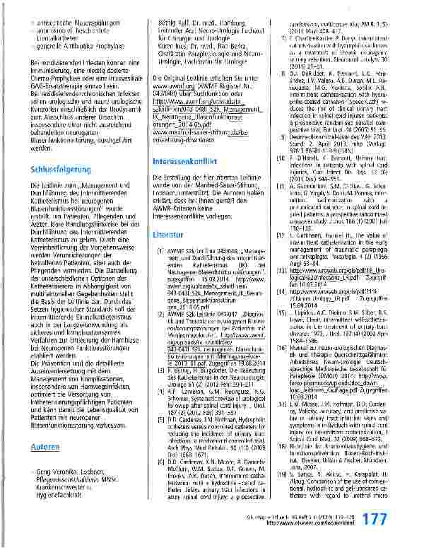 Vorschauseite 5: Neue S2k Leitlinie zur Durchführung und Management des Intermittierenden Katheterismus bei neurogenen Blasenfunktionsstörungen
