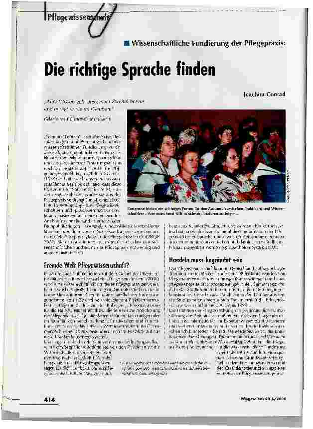 Vorschauseite 1: Die richtige Sprache finden Wissenschaftliche Fundierung der Pflegepraxis
