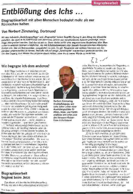 Vorschauseite 1: Entblößung des Ichs. .. Biographiearbeit mit alten Menschen bedeutet mehr als nur Rückschau