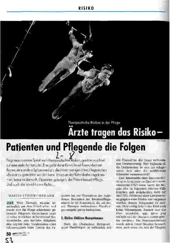Vorschauseite 1: Ärzte tragen das Risiko - Patienten und Pflegende die Folgen Therapeutische Risiken in der Pflege