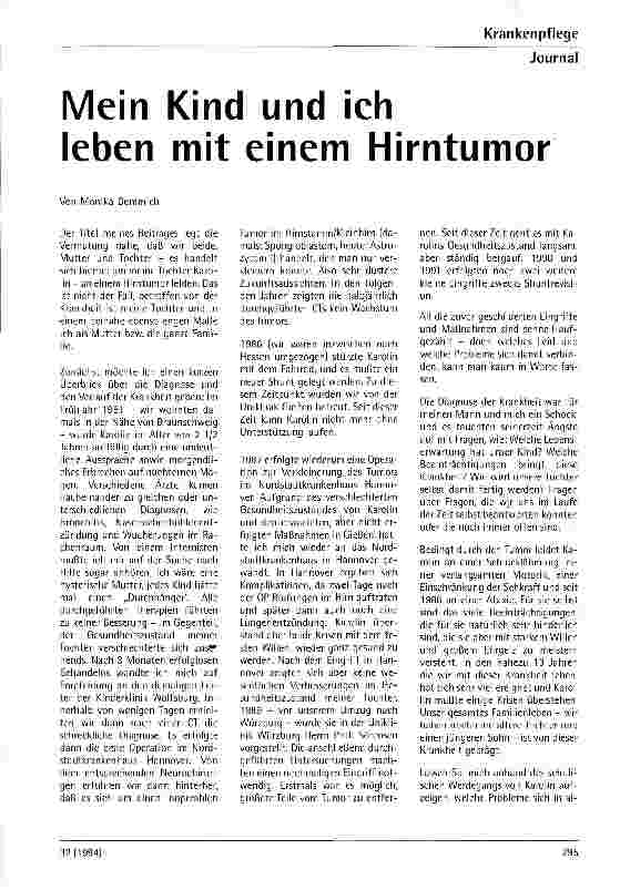 Vorschauseite 1: Mein Kind und ich leben mit einem Hirntumor