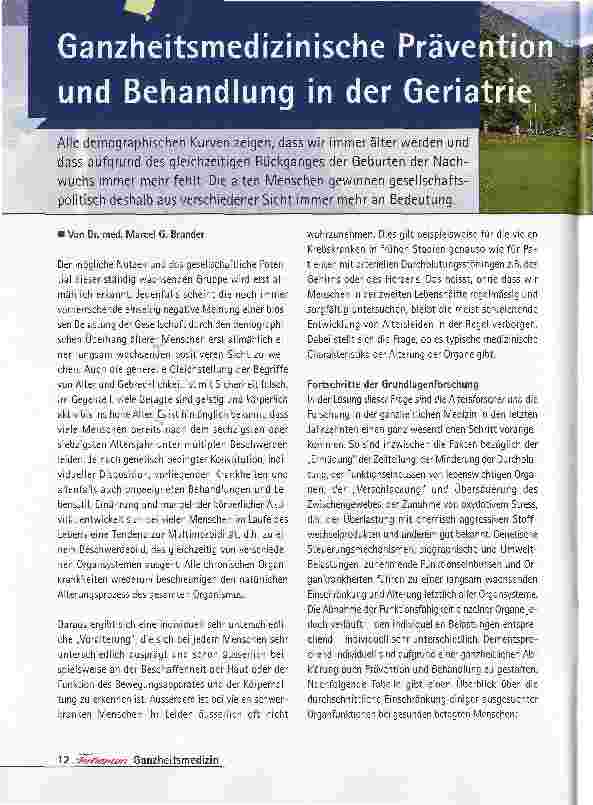Vorschauseite 1: Ganzheitsmedizinische Prävention und Behandlung in der Geriatrie