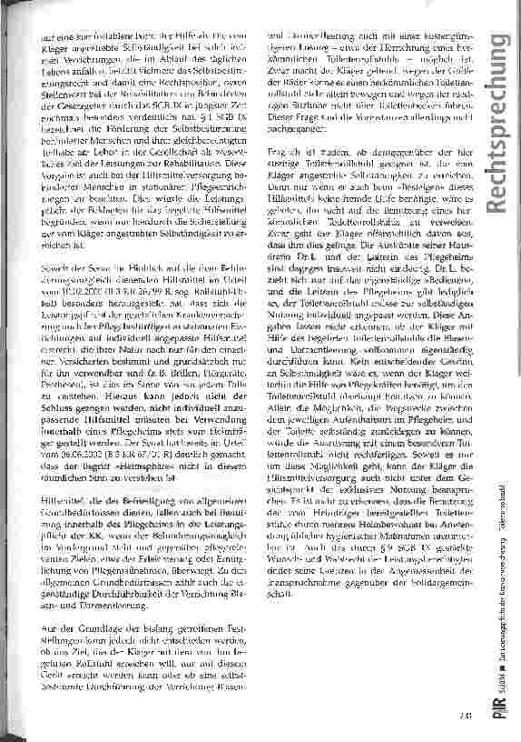 Vorschauseite 3: Zur Leistungspflicht der Krankenversicherung -Toilettenrollstuhl