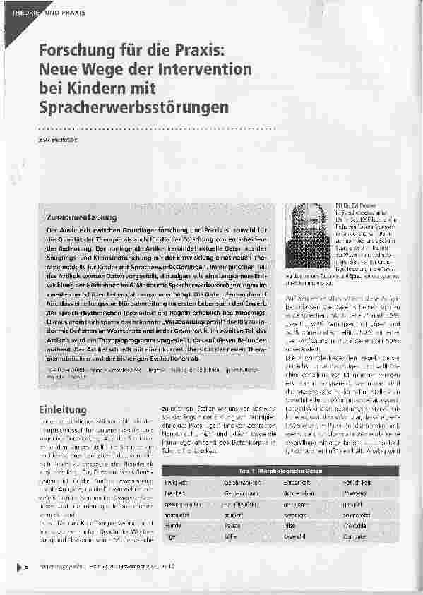 Vorschauseite 1: Forschung für die Praxis: Neue Wege der Intervention bei Kindern mit Spracherwerbsstörungen