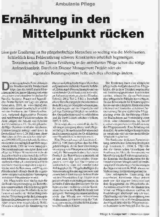 Vorschauseite 1: Ernährung in den Mittelpunkt rücken