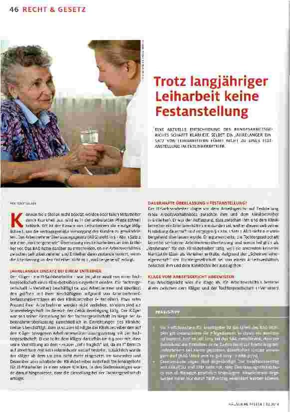 Vorschauseite 1: Trotz langjähriger Leiharbeit keine Festanstellung