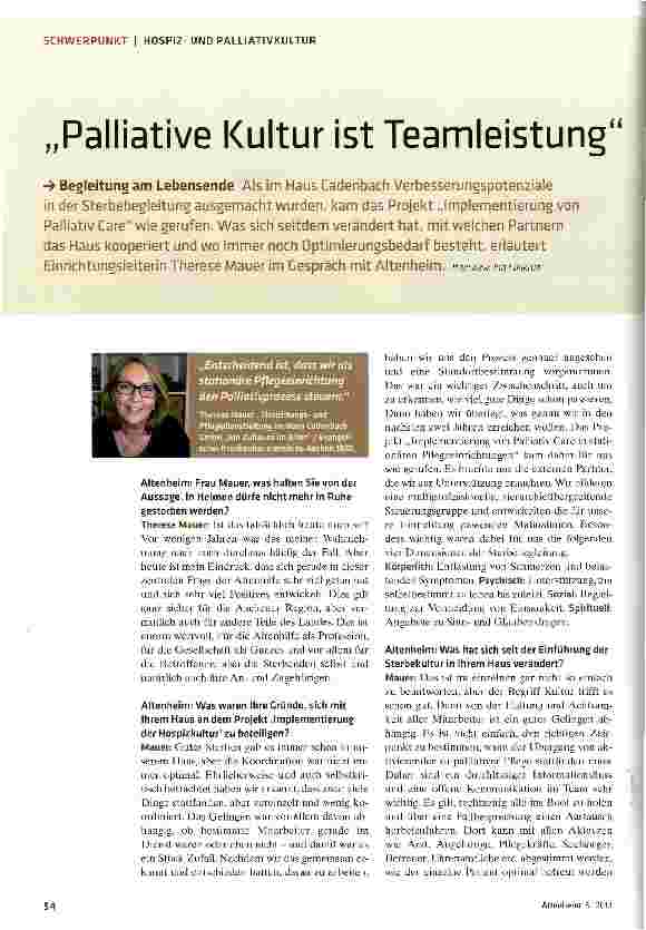 Vorschauseite 1: Palliative Kultur ist Teamleistung