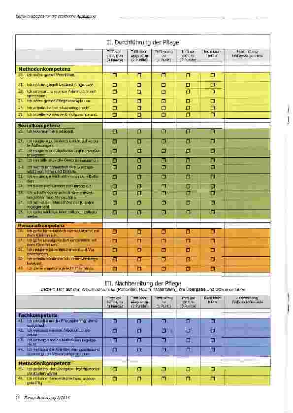 Vorschauseite 5: Reflexionsbogen für die praktische Ausbildung