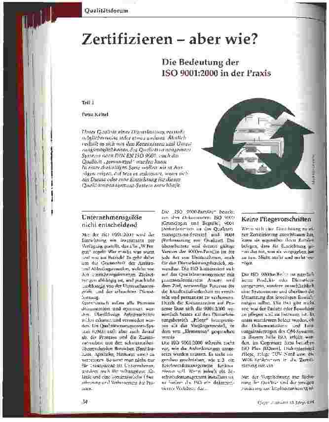 Vorschauseite 1: Zertifizieren - aber wie? Die Bedeutung der ISO 9001: 2000 in der Praxis, Teil 1