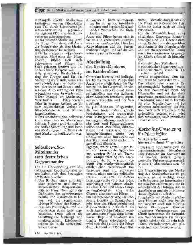 Vorschauseite 4: Einzug des Krankenhaus-Marketing im Pflegebereich