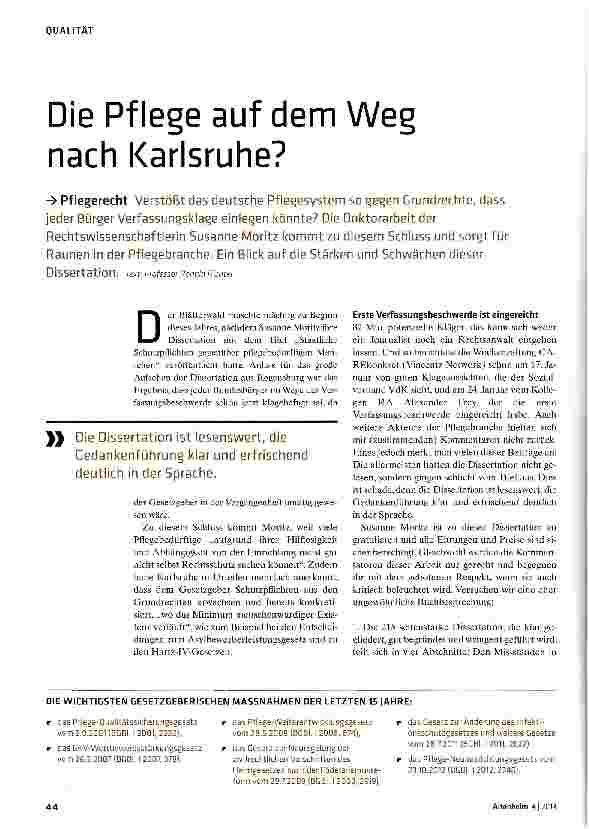 Vorschauseite 1: Die Pflege auf dem Weg nach Karlsruhe?