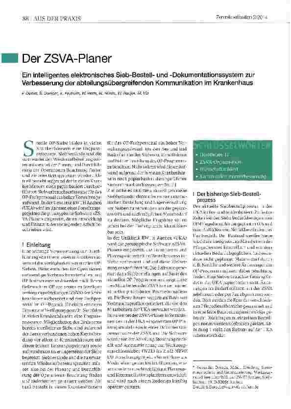 Vorschauseite 1: Der ZSVA-Planer