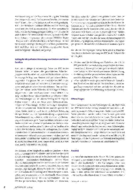 Vorschauseite 3: Palliative Care bei Kindern in der Schweiz welche Fragen stellen sich?